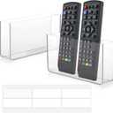Jetec 2 Pieces Wall Mount Remote Control Holder Acrylic Placed Flat Media Organizer Storage Box with Acrylic Transparent Glue, No Need to Drill Holes (7.5 x 4 x 1.8 Inch, 7.9 x 4 x 2.2 Inch, Clear)