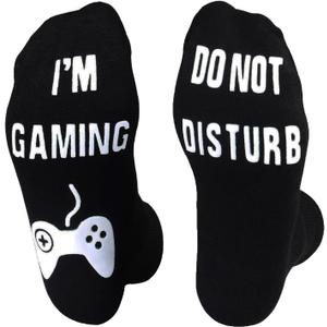 2 x xywlwoer Funny Gaming Socks Easter Basket Stuffers for Teens Boys Kids-Valentines Day Gifts for Him Men Husband Dad Adults (Black)