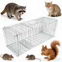 Universal Small Animal Live Capture Trap, 24-inch Humane cage, Heavy-Duty Galvanized Steel mesh, Suitable for Small Raccoons, Small Wild Cats, Marmots, Squirrels, Skunks, and Moles