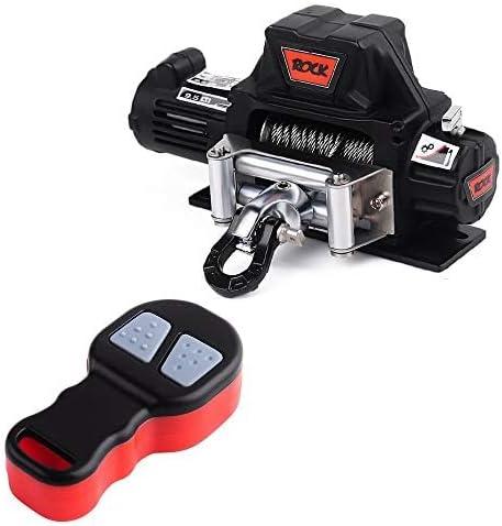 INJORA Metal Automatic Winch Wireless Remote Controller System for 1:10 RC Crawler Car Axial SCX10 90046 TRX4 Redcat (Black)