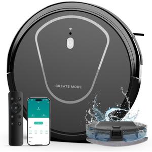 Bagotte Robot Vacuum and Mop Combo, 3-in-1 Robotic Vacuum Cleaner, 5000Pa Strong Suction with Auto Recharging,Tangle Free, Timing Function, App/WiFi/Voice/Remote for Hard Floor and Pet Hair (Jet Black)