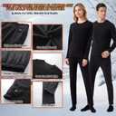 Heated Thermals Underwear Men Women: 42 Heating Zones Electric Thermal Long Johns Pants Set USB Base Layer (Black, L)