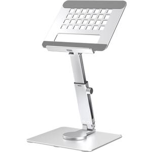 GuaziV 360 Adjustable Tablet Stand - Ergonomic Foldable Holder for iPad 10.2-12.9, Kindle, Phones 4-13, Anti-Slip Desktop Mount for Work, Cooking, Gaming & Reading (Silver white)