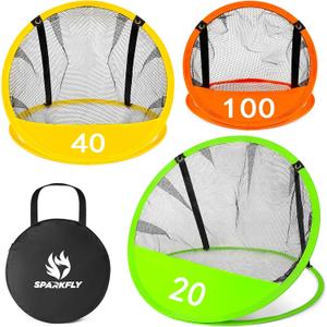 Golf Chipping Net Pop-Up Practice Nets with 3 Targets for Indoor Outdoor Backyard Golf Training Game