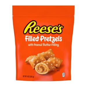 Reese's Filled Pretzels, Peanut Butter Pretzel Nuggets, Crunchy, Ready to Eat, Sweet and Salty Snack, 9oz Resealable Bag (EXP 01/17/26)