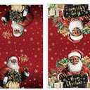 Honoson 2 Pcs Christmas Black Santa Claus  Kitchen Towels African American Christmas Decor Black Santa Claus Xmas Farmhouse Gifts