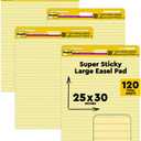 Post-it Super Sticky Easel Pad, 25 x 30 Inches, 30 Sheets/Pad, 4 Pads (561VAD4PK), Yellow Lined Premium Self Stick Flip Chart Paper, Super Sticking Power (561 VAD 4PK)