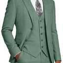 Elionm Mens Suits 3 Piece Slim Fit Big and Tall Christmas Suit for Men Dark Green Formal Prom Mens Tuxedo Suit Jacket Vest Pants Set XL