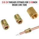 2 x Brake Line Fittings for 3/16 inch Brake Line Tube, 3/8-24 Threads, 12 Pieces (4 Unions, 8 Nuts)