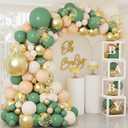 Sage Green Baby Shower Decorations for Boy or Girl - 136pcs Baby Shower Decor, Baby Shower Balloon Boxes with Green Gold Balloon Arch Garland Kit, Safari Jungle Baby Shower, Boy Girl Birthday Party