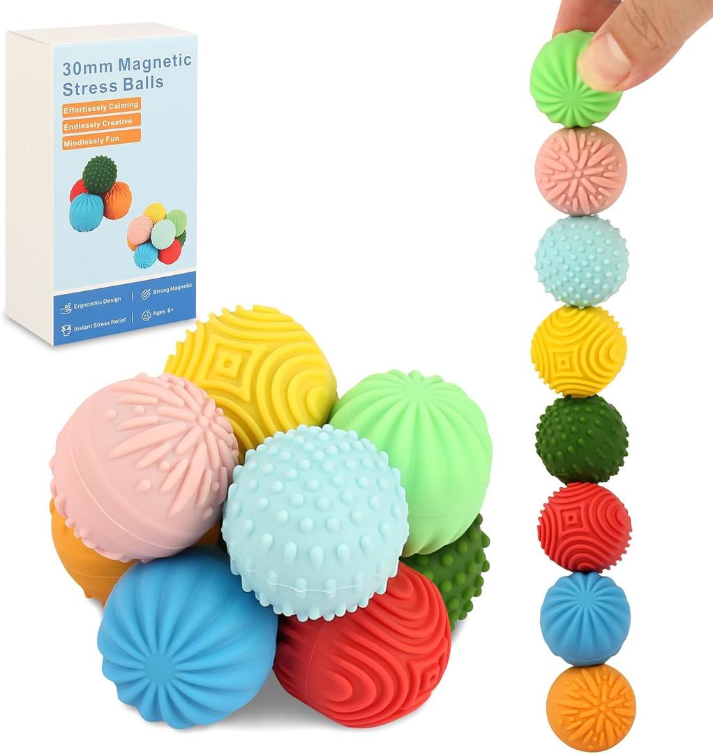 Silicone Magnetic BallsFidget ToysGift for Teenage , Fun Textures Magnetic Balls Gift fo Novelty Toy for Kids or Adults(8PCS)