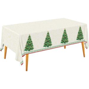 Gatherfun Christmas Table Decorations, Christmas Tree Disposable Tablecloth Waterproof Plastic Rectangular Table Cover for Merry Christmas Party Supplies, 3 PCS, 54 X 108 inch
