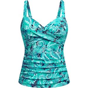 Women's Underwire Tankini Top Only  Tummy Control Bathing Suit Top No Bottom 2025 Green Paisley 20W