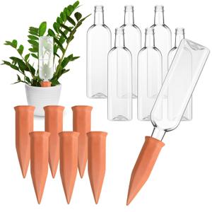 Dandat 12 Pcs 34oz Plant Watering Devices Include Terracotta Self Watering Spikes with 1000ml Plastic Bottles Slow Release Vacation Insert Automatic Plant Waterer Self Water Planter for Garden