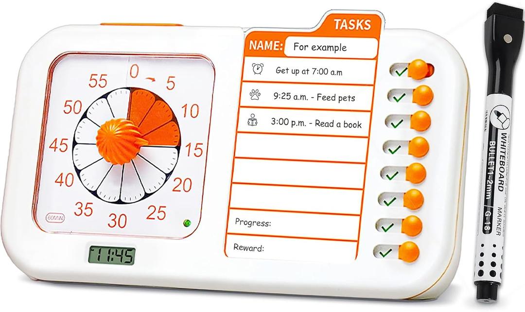 3 in 1 Visual ADHD Timer for Kids with Planning Board, Task Timer, Chore Chart & Visual Schedule Planner, Autism & ADHD Tools with Checklist for Classroom, Homeschool, Home 3 in 1 Visual ADHD Timer for Kids with Planning Board, Task Timer, Chore Chart & Visual Schedule Planner, Autism & ADHD Tools with Checklist for Classroom, Homeschool, Home