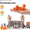 Liberty Imports Medieval Castle Kingdom Knights Action Figure Toy Army Playset with Castle, Figurines, Catapult, and Acessories Kids Playset in Storage Bucket