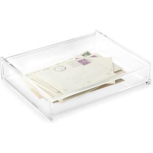 Huang Acrylic Clear Acrylic Catch All Box with Hinge Lid | 7.25"x9" Large Multipurpose Storage Box for Keepsakes, Jewelry, Trinkets