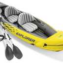 Intex 68307EP Explorer K2 Inflatable Kayak Set: Includes Deluxe 86in Aluminum Oars and High-Output Pump – SuperStrong PVC – Adjustable Seats with Backrest – 400lb Weight Capacity