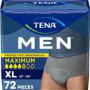 Tena Adult Protective Underwear for Men, Maximum Absorbency, XL, 72 Count (Waist Size 45in-58in)