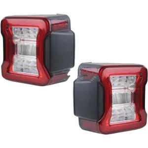 Car Rear Tail Lights 2Piece for Jeep for Wrangler for JK 2007 2008 2009-2017 Car LED Tail Light DRL Brake Reverse Turn Signal Rear Taillight Assembly Lamp (Eu red)