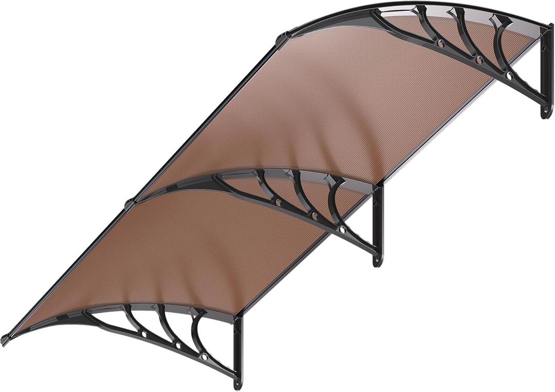 VIVOHOME Polycarbonate Window Door Awning Canopy Brown with Black Bracket 40 Inch x 80 Inch