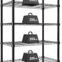 DUMOS 5 Tier Metal Wire Rack Shelf Heavy Duty Standing Shelves Adjustable Steel Closet Shelving Unit Organizers and Storage for Kitchen Bathroom Pantry Office, 13.78" D x 35.43" W x 69.29" H