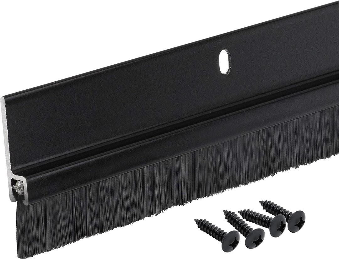 Randall Manufacturing Co., Inc | Door Sweeps  Aluminum & Brush | Brush Sweeps for Gaps Up to 1 | Black Trim with Black Brush | 3 Feet | Fill Gaps & Keep Unwanted Debris Out