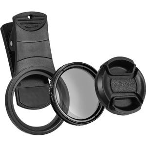 Mobile Phone Lens Set - 37mm Cpl Polarizing Lens Filter Kit for Smartphones Includes ClipLens Cover Storage Bag & Cleaning Cloth Enhance Color Saturation & Reduce Reflections