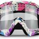 JAMIEWIN Clear Lens Dirt Bike Motorcycle Goggles ATV Racing Motocross Mx Goggle Glasses UV Protection for Men Women Youth Kids (Clear Lens) (Camo Pink Frame + Clear Lens)