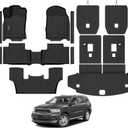 Naibeve Floor Mats for 2016-2025 2026 Dodge Durango 6-Seater (2nd Row Captain Seats) - All Weather for Durango Floor Mats Cargo Mat 2nd & 3rd Row Backrest Mats & Door Sill Guards Interior Accessories