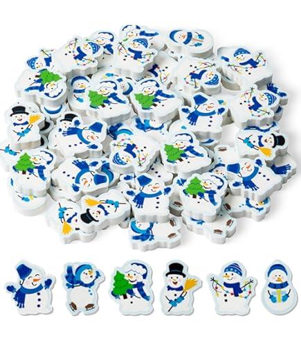 Tenare 150 Pcs Mini Cartoon Erasers Bulk Assortment Winter Theme Erasers for Christmas Xmas Birthday Party Favors Goody Bag Filler Supplies 