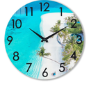 14 Inch Indoor Outdoor Clock Waterproof, Coastal Beach Decorative Wall Clocks for Pool, Patio, Garden, Home Decor- Blue