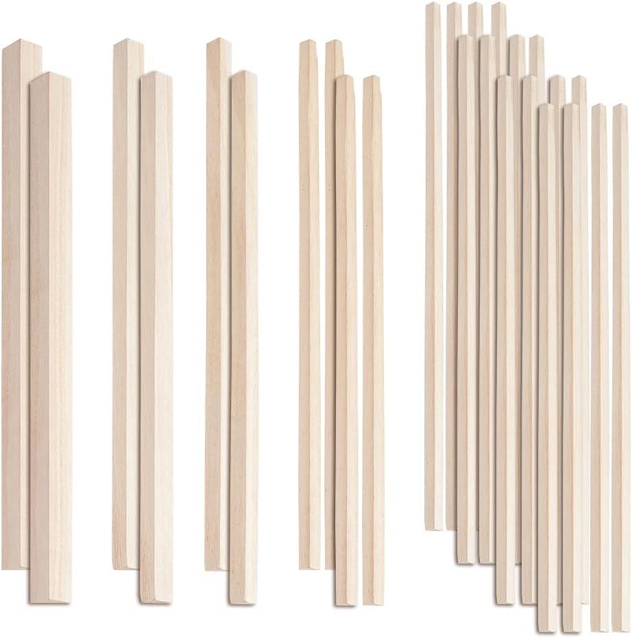 OLYCRAFT 26pc Triangle Wood Sticks - 5 Sizes Unfinished Wooden Strips & Dowels - Natural Wood Triangle Sticks for Model Accessories