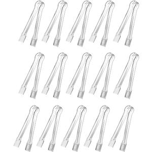J-Chen 15PCS Plastic Buffet Serving Tongs Mini Serving Utensil Tongs Appetizers Tongs Clear Kitchen Tongs 6.3 Inch Small Ice Tongs for Tea and Coffee Party Catering Appetizers Desserts Cake Sandwich (Transparent)