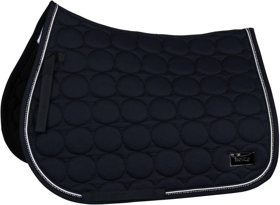 HORZE Marquess All Purpose Quilted Quick-Dry Saddle Pad with Crystal Trim (Horse, Dark Navy)