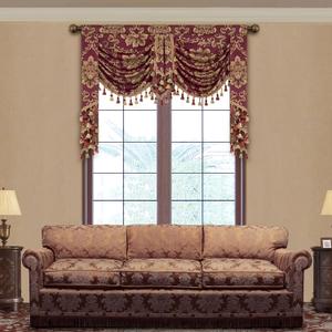 Loom and Mill Luxury Waterfall Valances for Living Room, Classic Jacquard Thick Swag Curtains Valance with Tassels for Bedroom Windows Party Banquet Christmas Decor (Wine Red, W59 Inch, 1 Panel) (59"W x 45"L (Pack of 1))