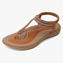 UBFEN Women's Bohemian Flat Sandals With Back Strap Summer Beach Comfortable Bling, Size 38 EUR