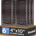 4x10 Inches 6 Pack Heavy Duty Walkable Floor Register - Easy Adjust Air Supply Lever Decorative Floor Vent Covers, Boston Design Vent Covers for Home - Oil Rubbed Bronze