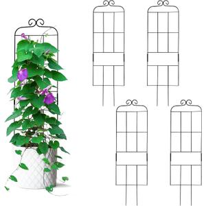 4 Pack 31'' Plant Trellis for Climbing Plants Indoor & Outdoor, Metal Trellis for Potted Plants, Plant Support for Houseplant, Vines, Pothos, Rose, Ivy, and Flowers, Black