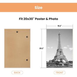 upsimples 20x30 Poster Frame, Easy Slide-In Assembly, White, 1pk Gallery Wall 20 x 30 Picture Frames Set for Family, Wedding, Christmas, Easy to Change Photos