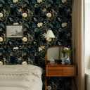 Dark Floral Peel and Stick Wallpaper Vintage Floral Contact Paper 16.9inchx118.1inch Flowers Bird Wallpaper Peel and Stick Boho Leaf Self Adhesive Removable for Bathroom Wall Paper Decor