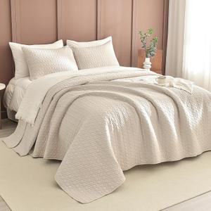 Sanracie Oversized King Quilt Bedding 128"x120",Wheat Colored 100% Cotton Cal King Quilt Bedspread Set 3Pcs Circular Quilting Super King Bedspread Coverlet Sets for All Season Lightweight Soft, Extra Wide Super King