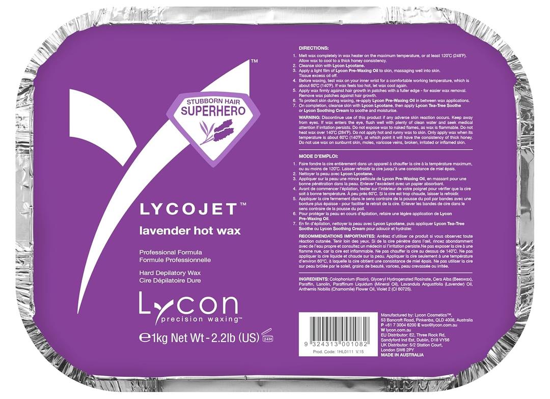 LycoJet Lavender Hard Wax Bricks for Hair Removal, Effortlessly Removes Stubborn Hair with Professional-Grade Soothing Formula, Suitable for Sensitive Skin, 1kg/ 35.3 oz (35.2 Ounce (Pack of 1))