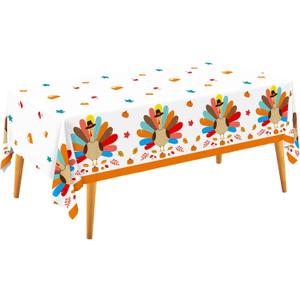 Gatherfun Turkey Thanksgiving Party Supplies - 3 Pack Disposable Plastic Tablecloth, 54x108 Table Cover Ideal for Autumn and Thanksgiving Party Decorations