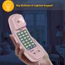 AT&T TRIMLINE 210 Corded Home Phone, No AC Power Required, Improved Easy-wall-mount, Lighted Big Button Keypad, 13 SpeedDial Keys, Last Number Redial, Mute, Flash, Volume Control, Princess Phone, PINK