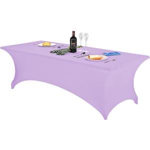 FORLIFE Spandex Table CoversFitted Tablecloth for Rectangular Tables, Stretch Patio Table Covers, Universal Spandex Table Cover for Wedding, Banquet, Party (8ft, Lavender)