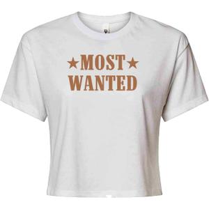 Most Wanted Cowboy Womens Cropped T-Shirt, Soft Cotton Blend, Crop Top (Small)