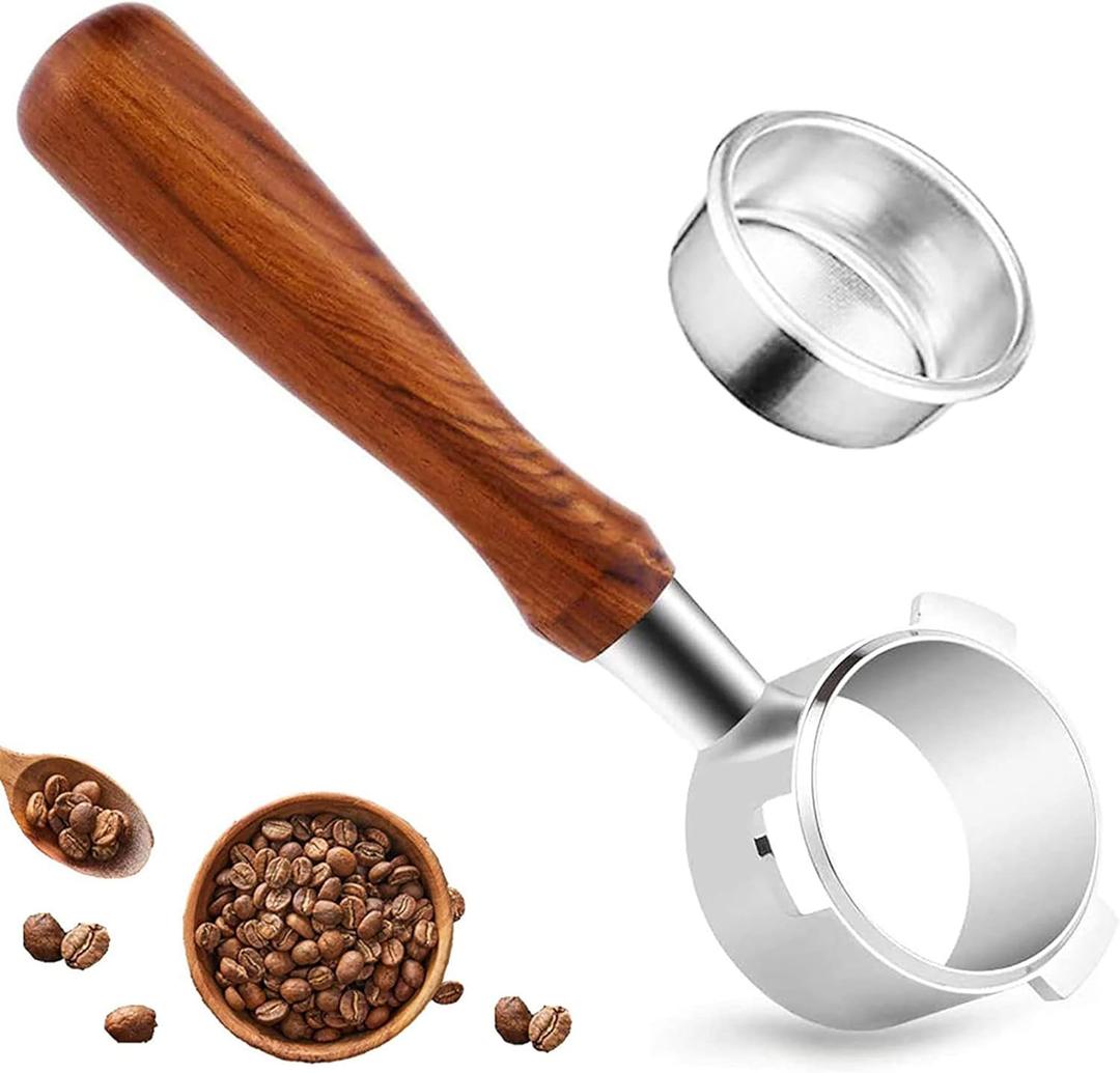 54mm Coffee Bottomless Portafilter, Compatible with Breville Barista Bes 870/878/880 Replacement Parts Bottomless Portafilter（brown）.