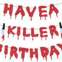 Halloween Horror Birthday Party Banner, Scary Halloween Decorations Murder Mystery Party Scream Decorations Horror Themed Birthday Decorations Horror Movie Decor Crime Scene Decorations