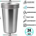 8 Pack 24oz Stainless Steel Pint Cup,Healthy Unbreakable and Stackable,Metal Drinking Glasses